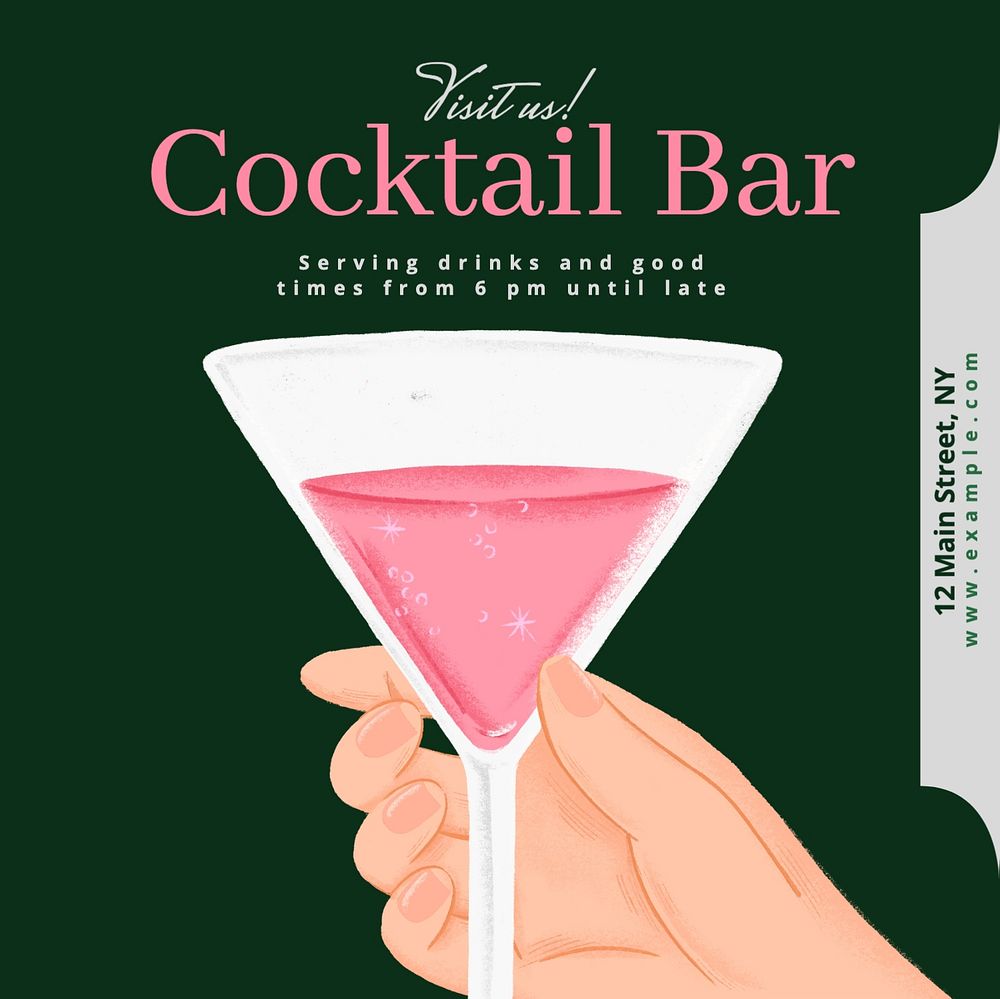 Cocktail bar Facebook post template