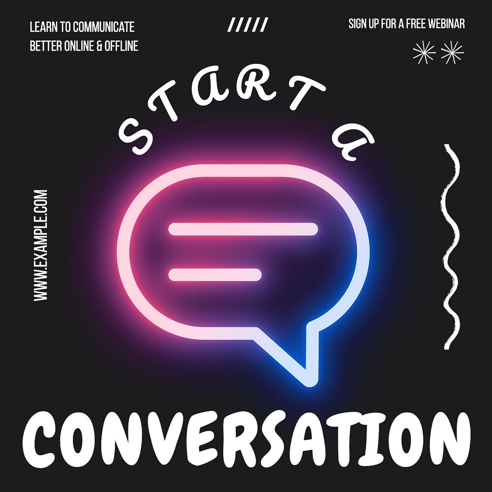 Start a conversation Instagram post template, editable text