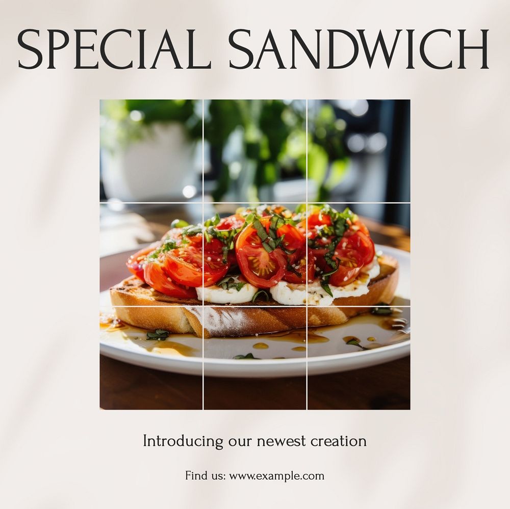 Special sandwich Instagram post template, editable text