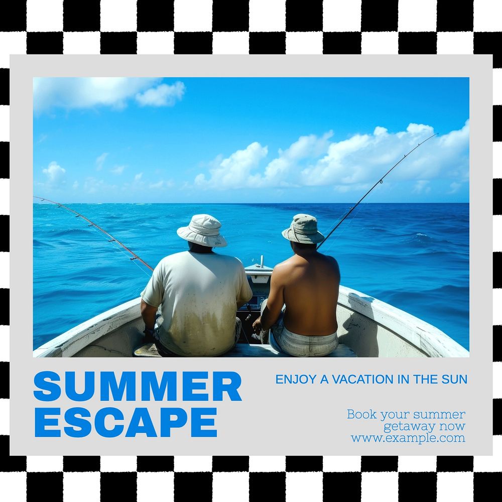 Summer escape Instagram post template, editable text