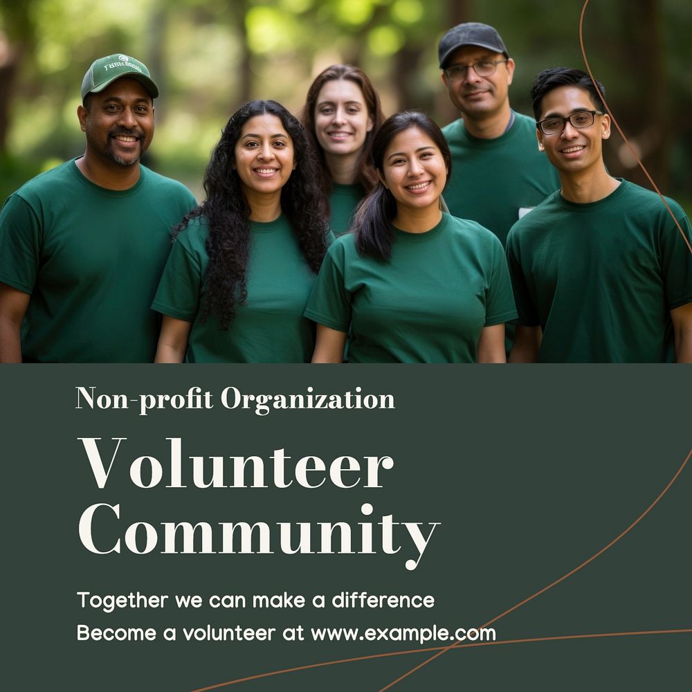 Volunteer community Instagram post template, editable text