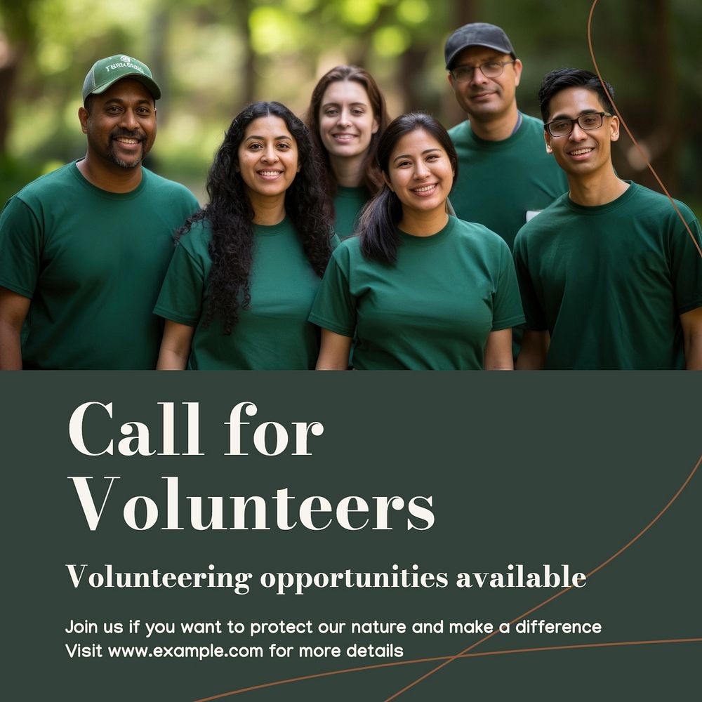 Call for volunteers Instagram post template, editable text