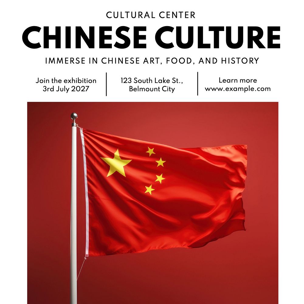 Chinese culture Instagram post template, editable text