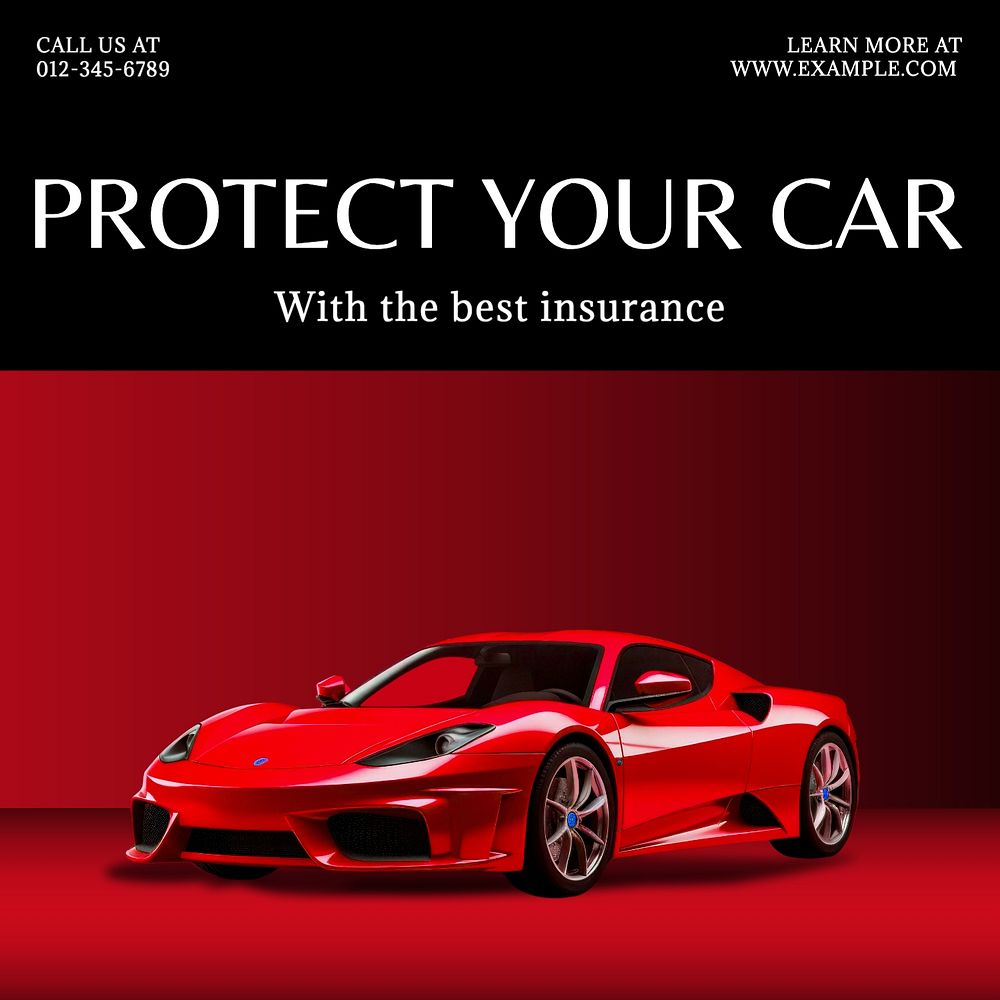 Car protection Instagram post template, editable text