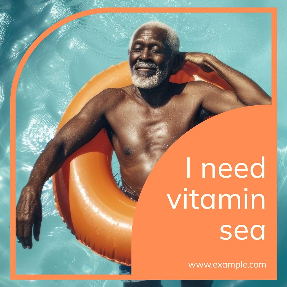 Vitamin sea  Instagram post template, editable text