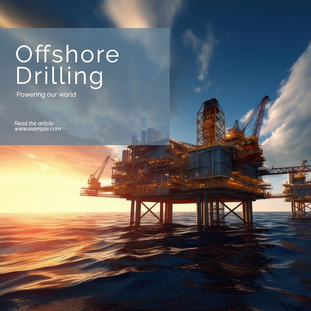 Offshore drilling Instagram post template, editable text