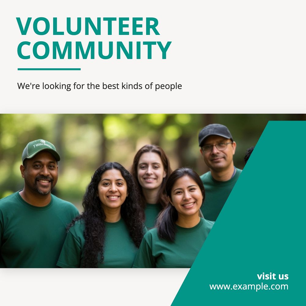 Volunteer community Instagram post template, editable text