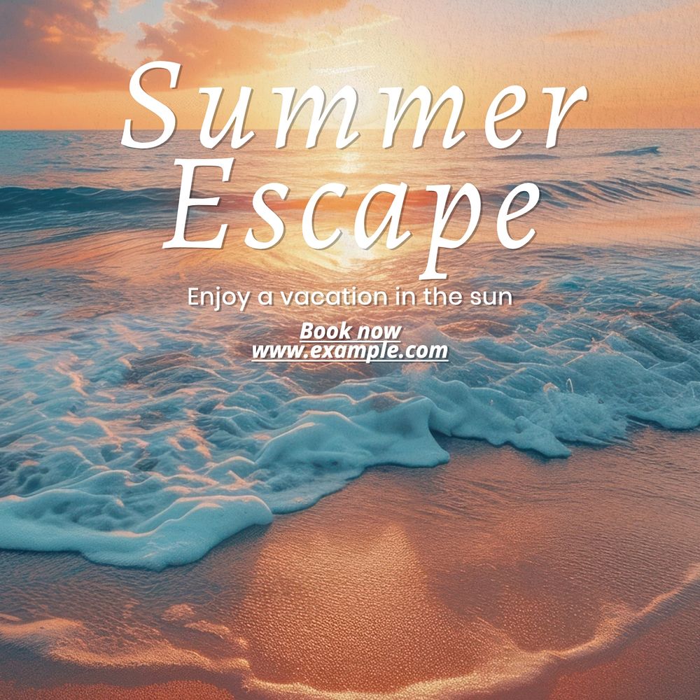 Summer escape Facebook post template, editable design