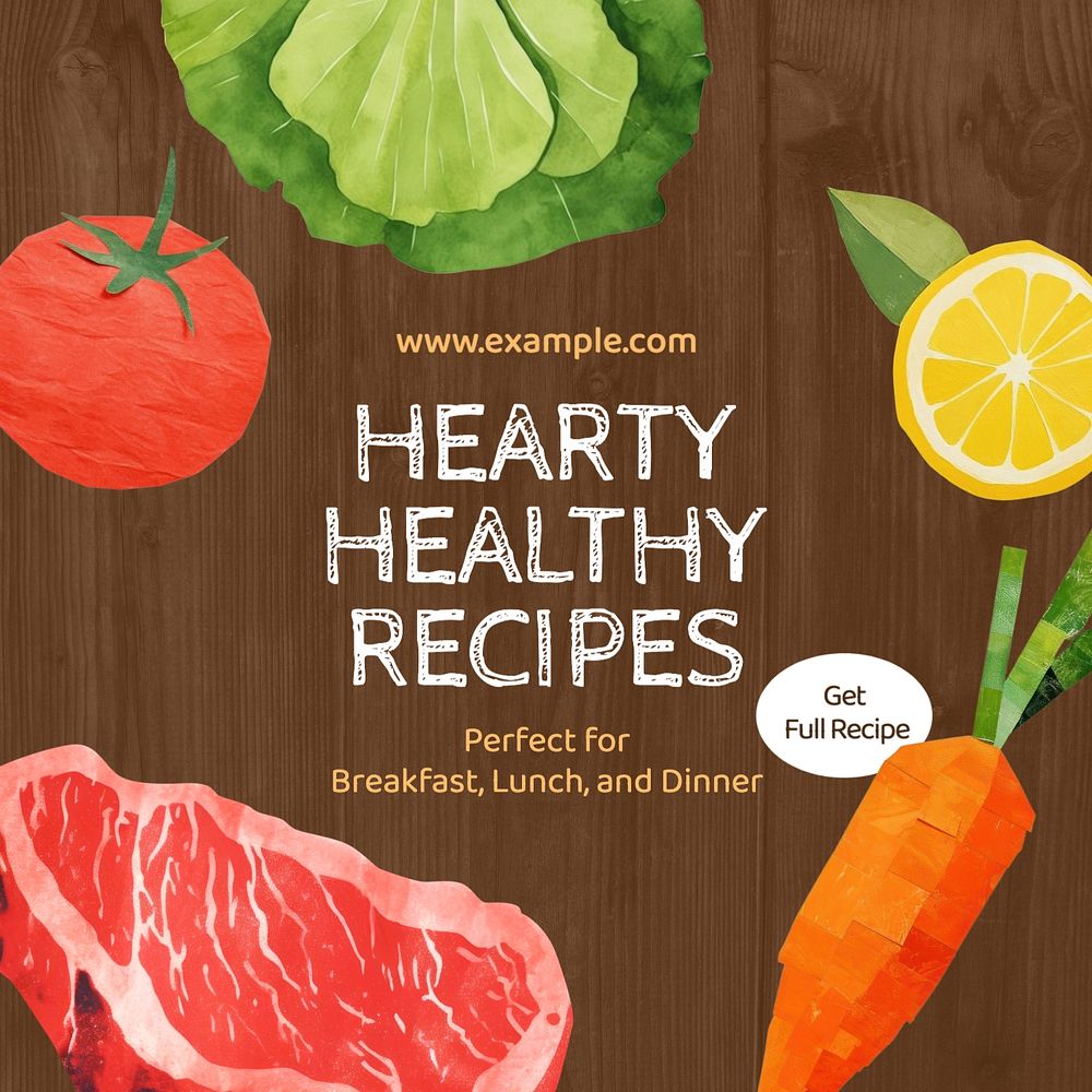 Hearty healthy recipes Facebook post | Premium Editable Template - rawpixel