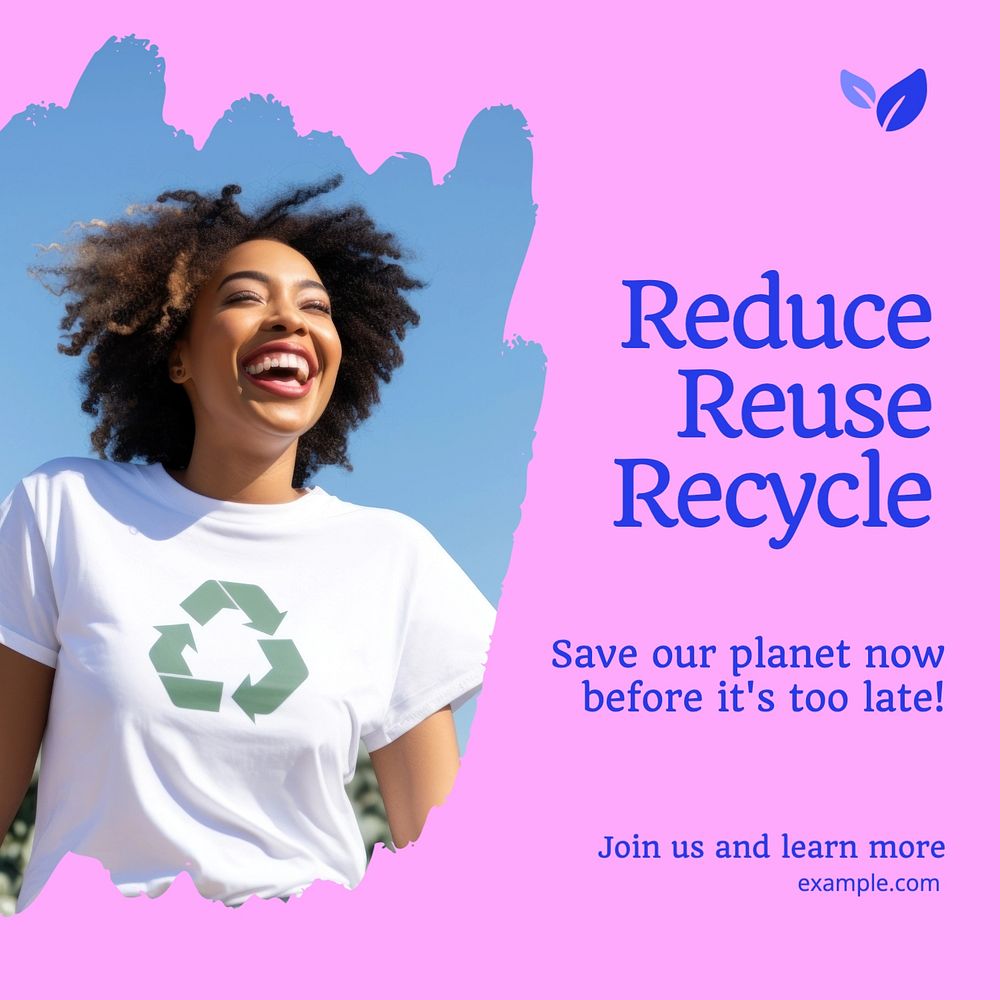 Reduce reuse recycle Instagram post | Premium Editable Template - rawpixel