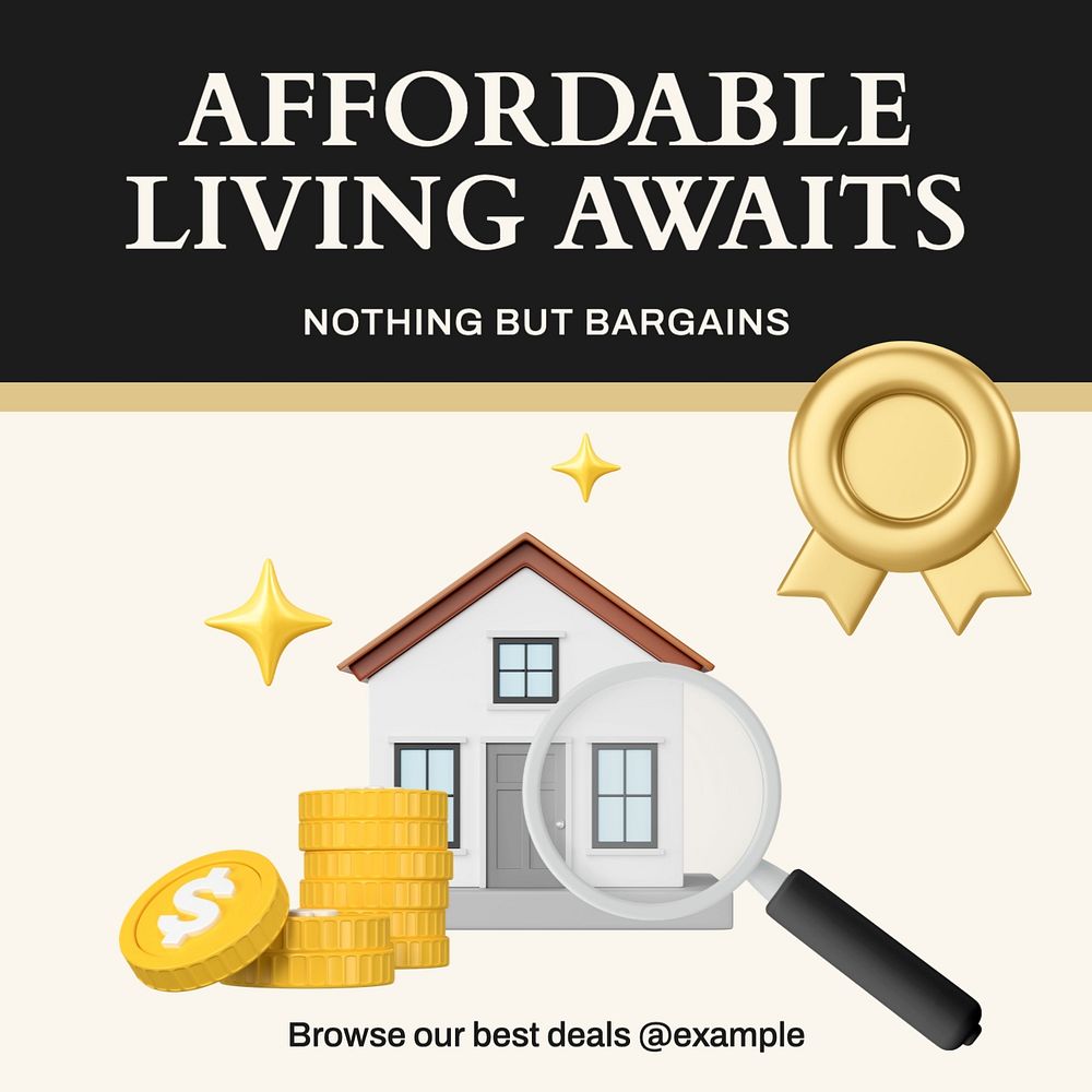 Affordable living awaits Instagram post template