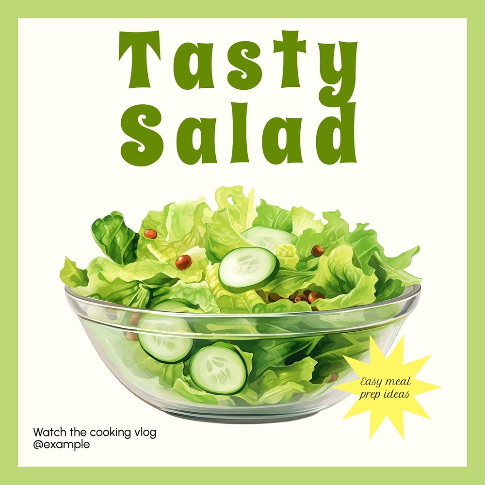 Salad prep Instagram post template, editable text