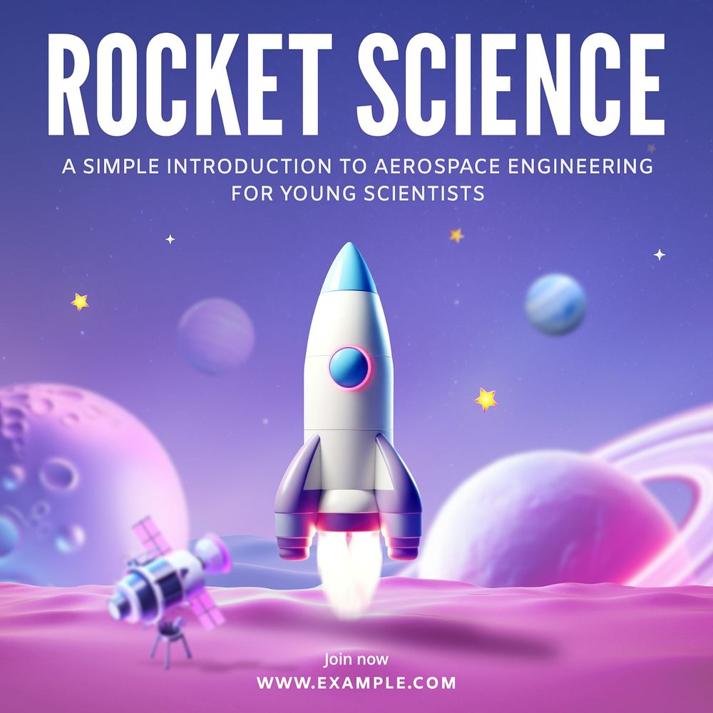 Rocket science Instagram post template, editable design