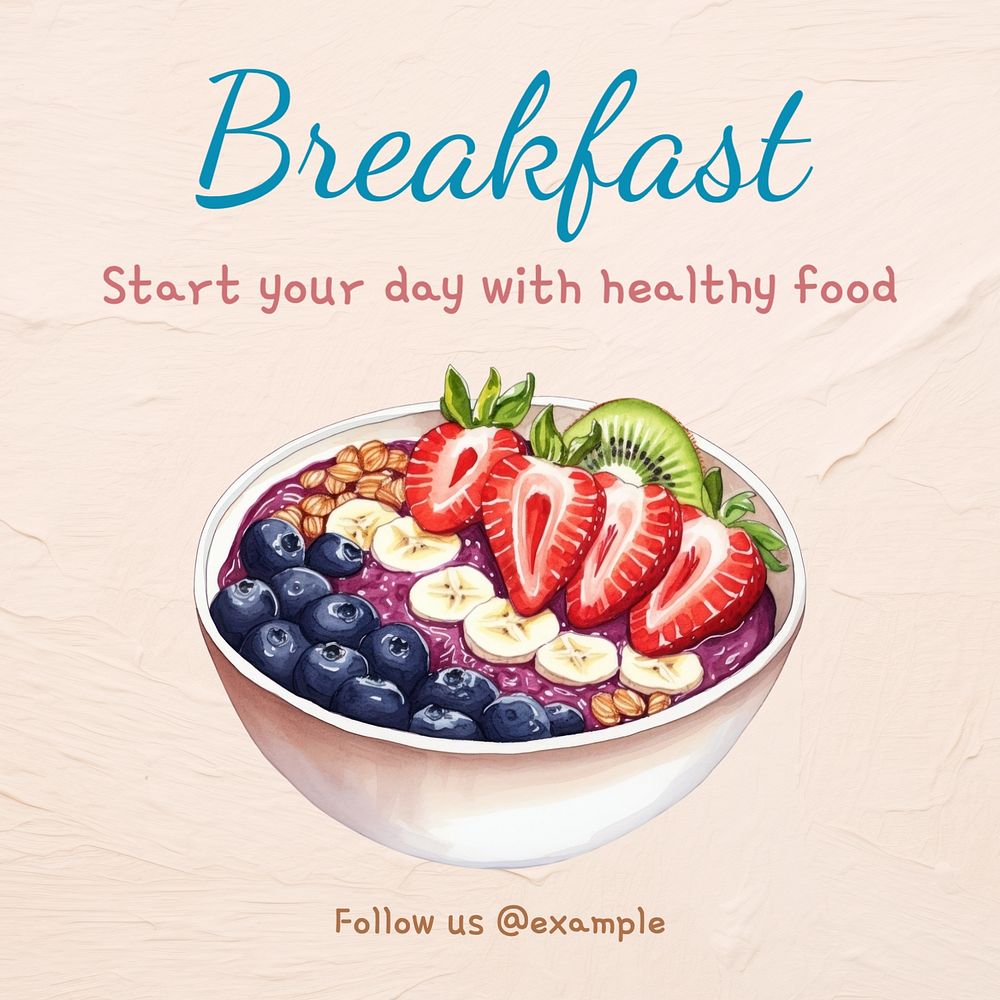 Breakfast Instagram post template, editable text