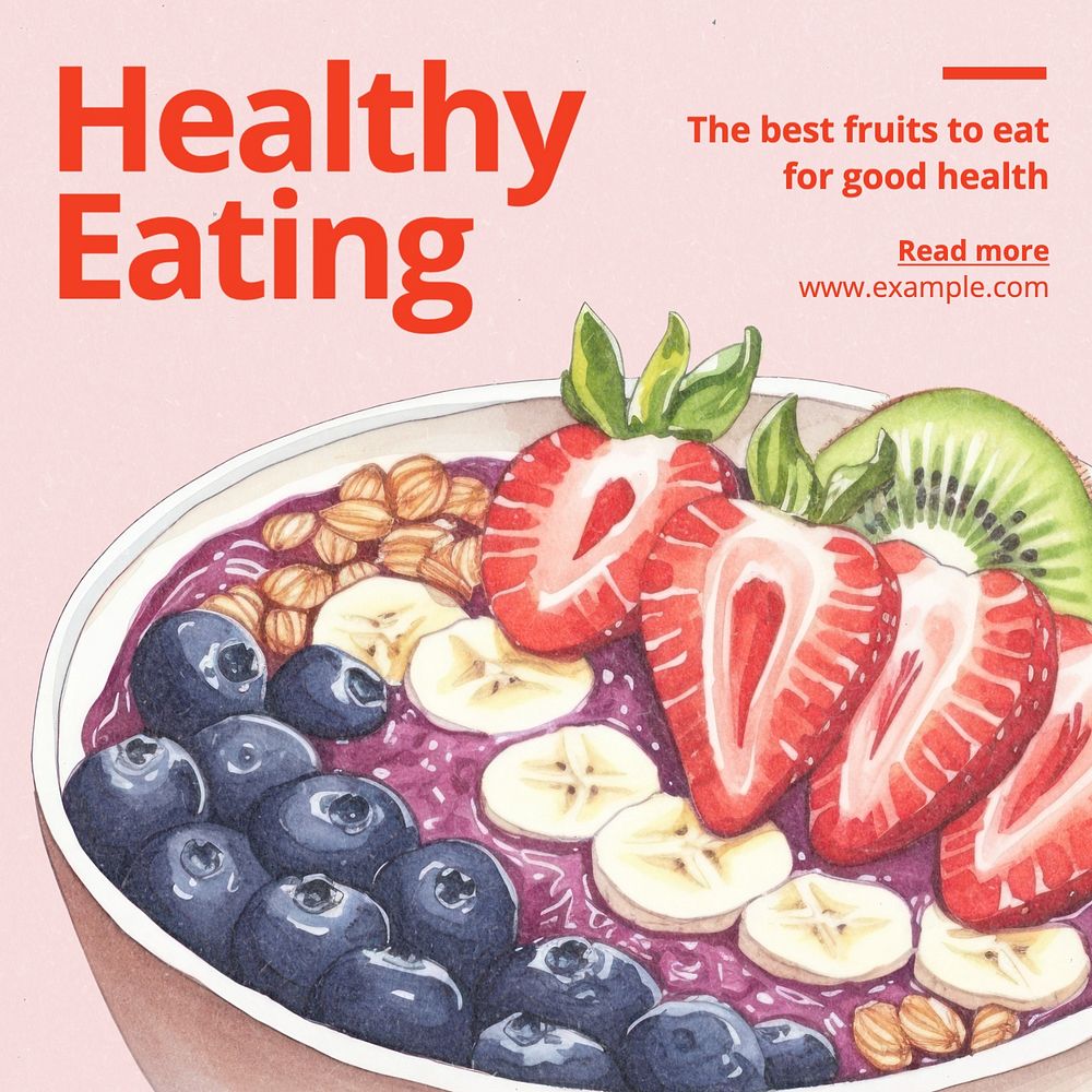 Healthy eating Instagram post template, editable text