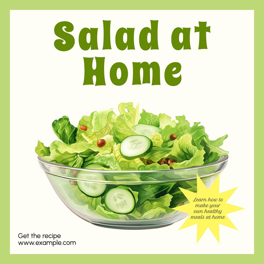 Salad at home Facebook post template