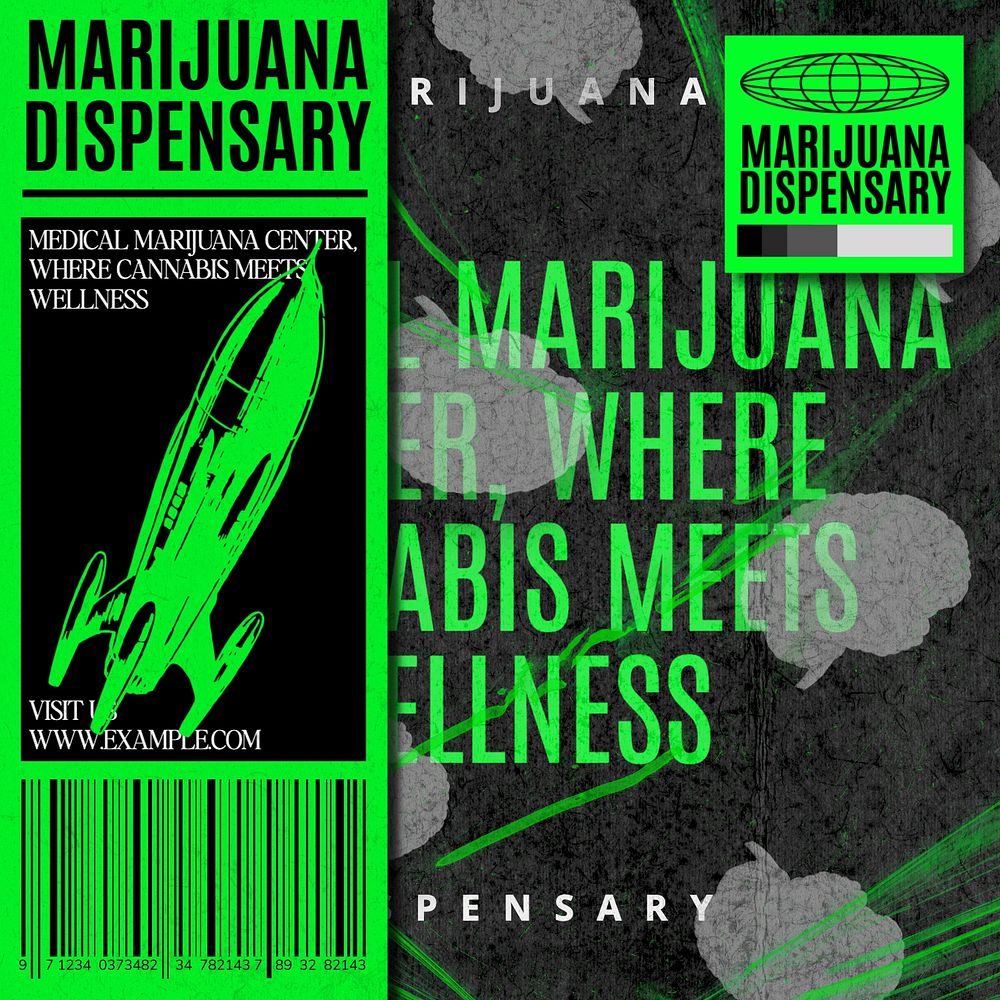 Marijuana dispensary Instagram post template Premium Editable