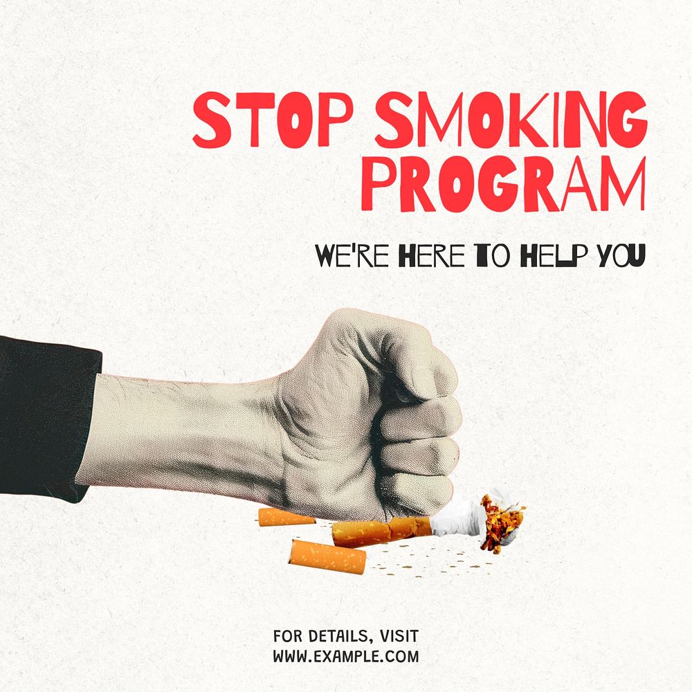 Stop smoking program Instagram post | Premium Editable Template - rawpixel