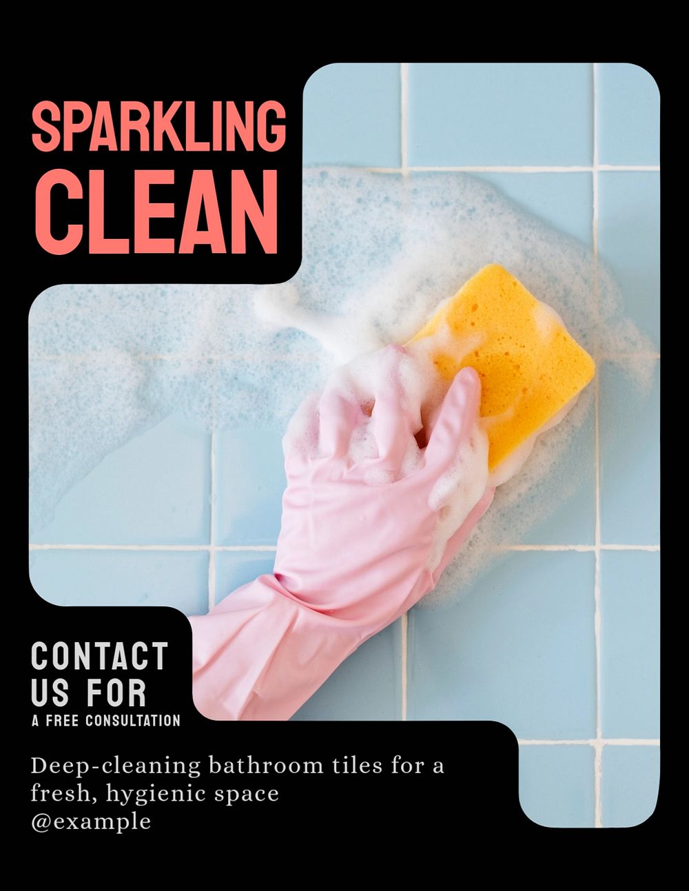 Deep-cleaning bathroom flyer template, editable text