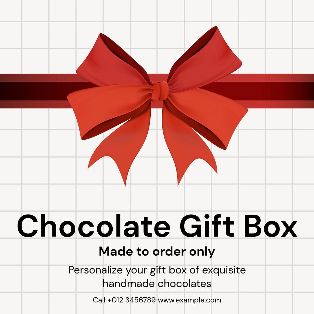 Chocolate gift box Instagram post template, editable text