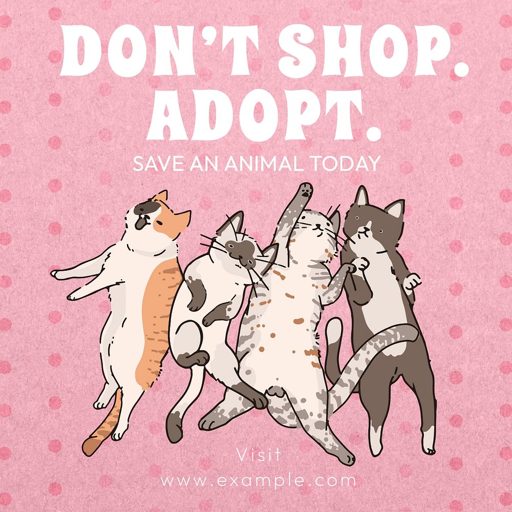 Animal adoption Instagram post template, editable text