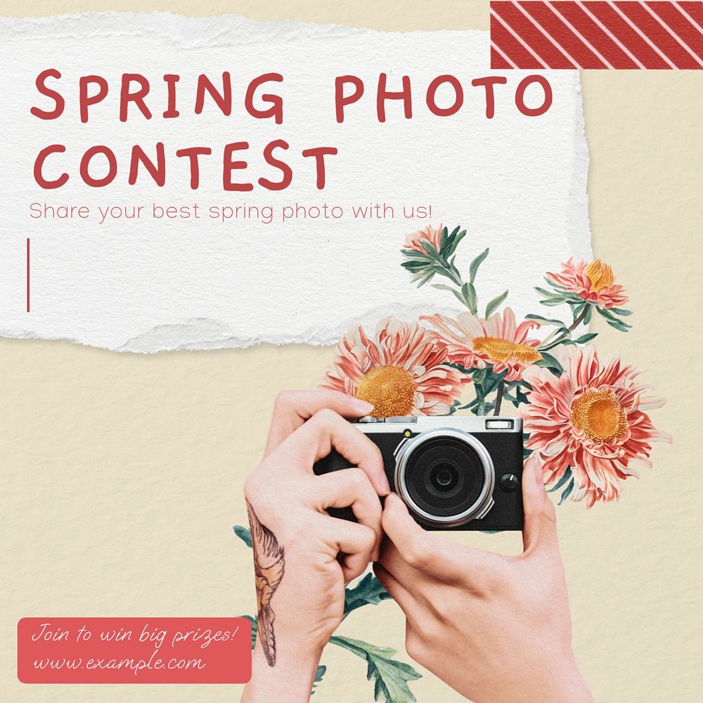 Spring photo contest Instagram post template, editable text