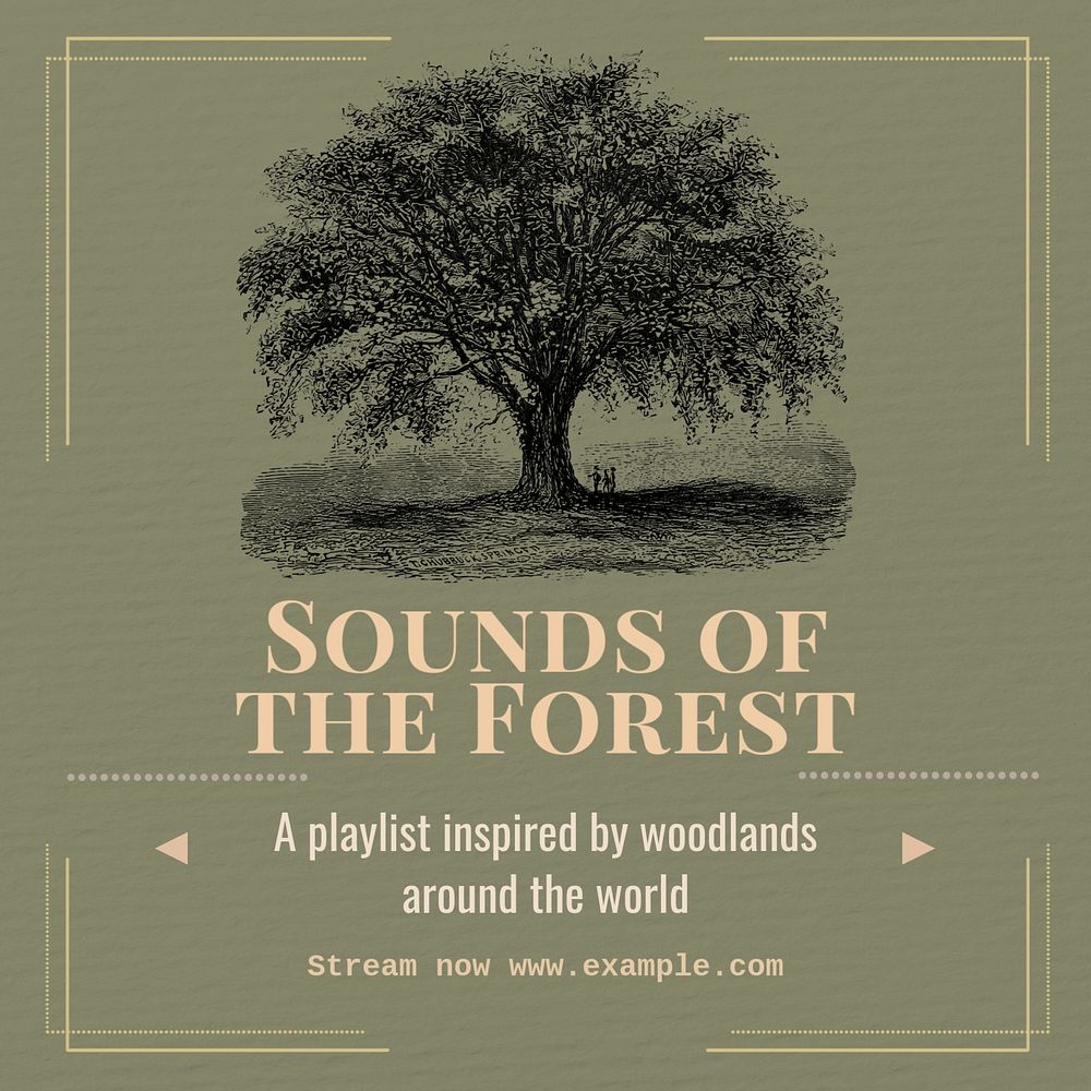 Forest music playlist Instagram post template, editable text