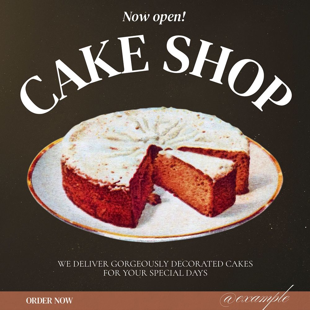 Cake shop Instagram post template, editable text