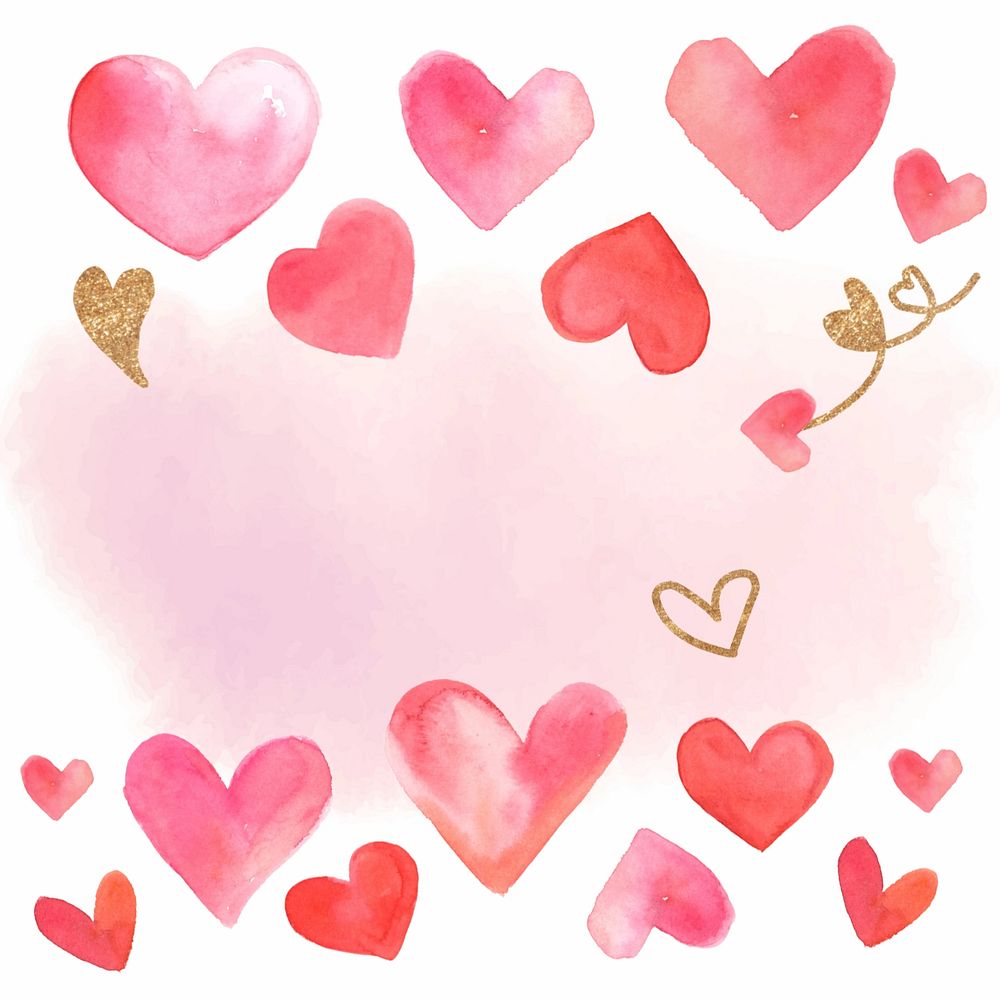 Pink watercolor Valentine's background, editable design