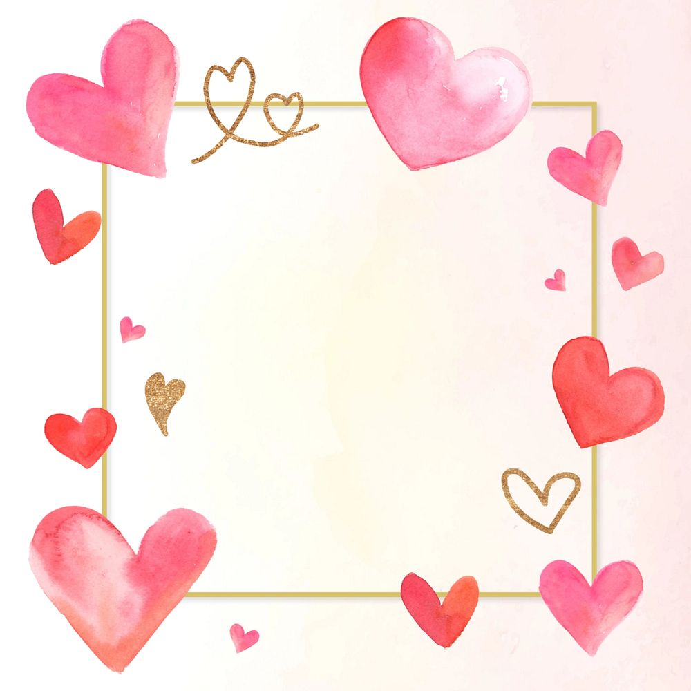 Pink watercolor heart background, editable design