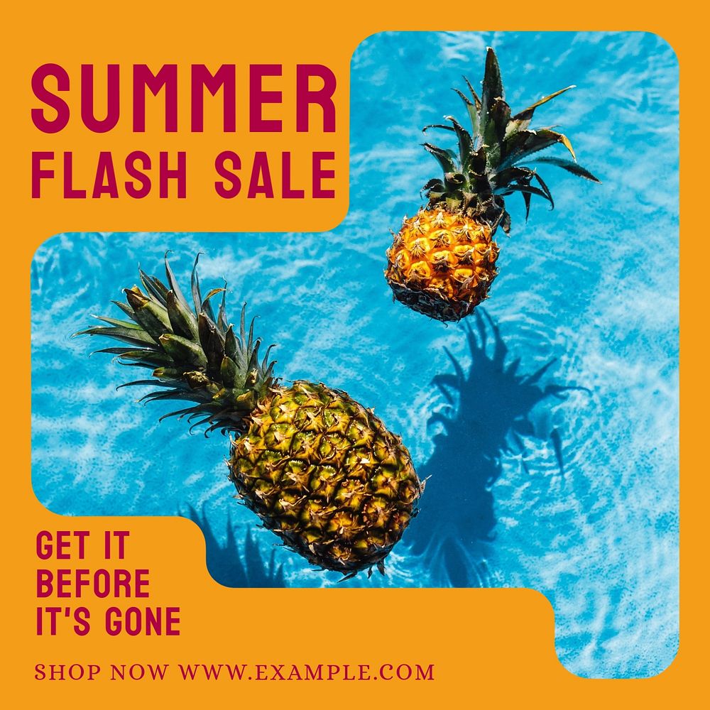 Summer flash sale Instagram post template, editable text