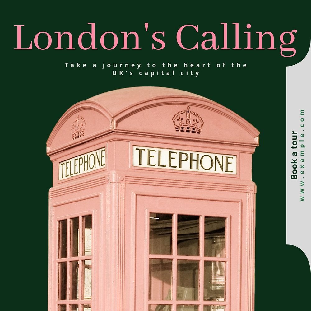 London calling Instagram post template, editable text