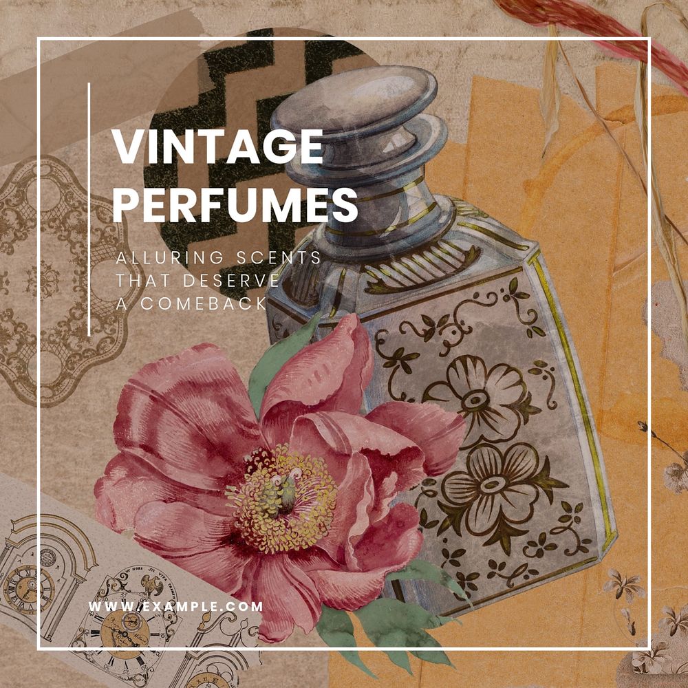 Vintage perfume Instagram post template, editable text