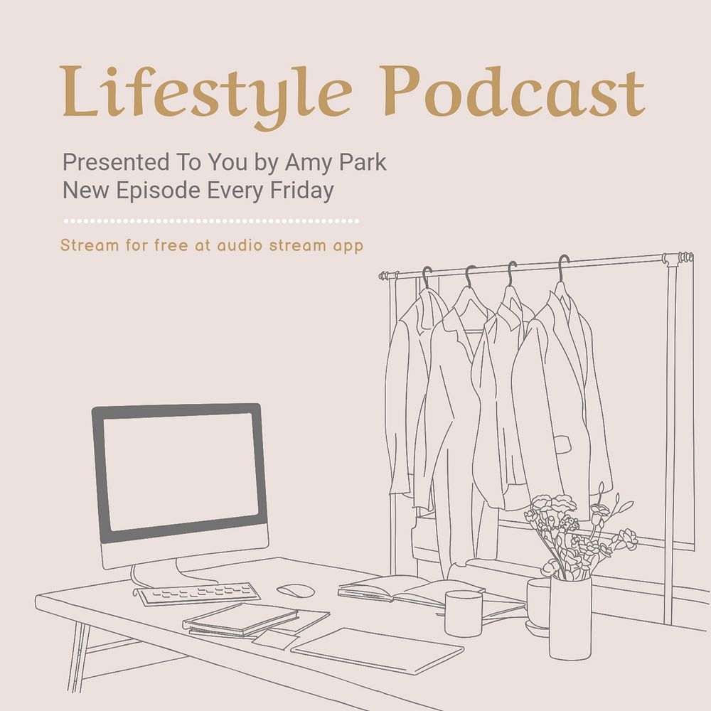 Lifestyle podcast Instagram post template, editable text