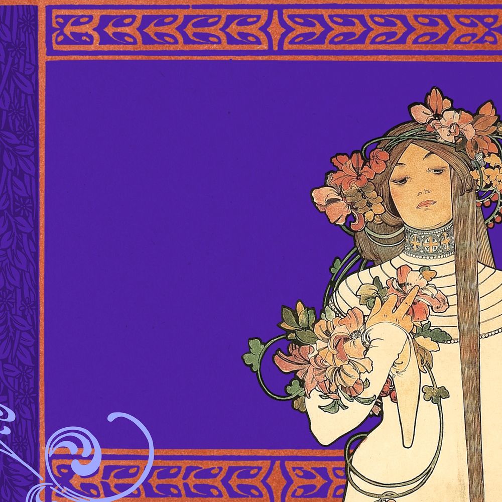 The Trappistine frame background, Alphonse Mucha's famous artwork. Remixed by rawpixel.