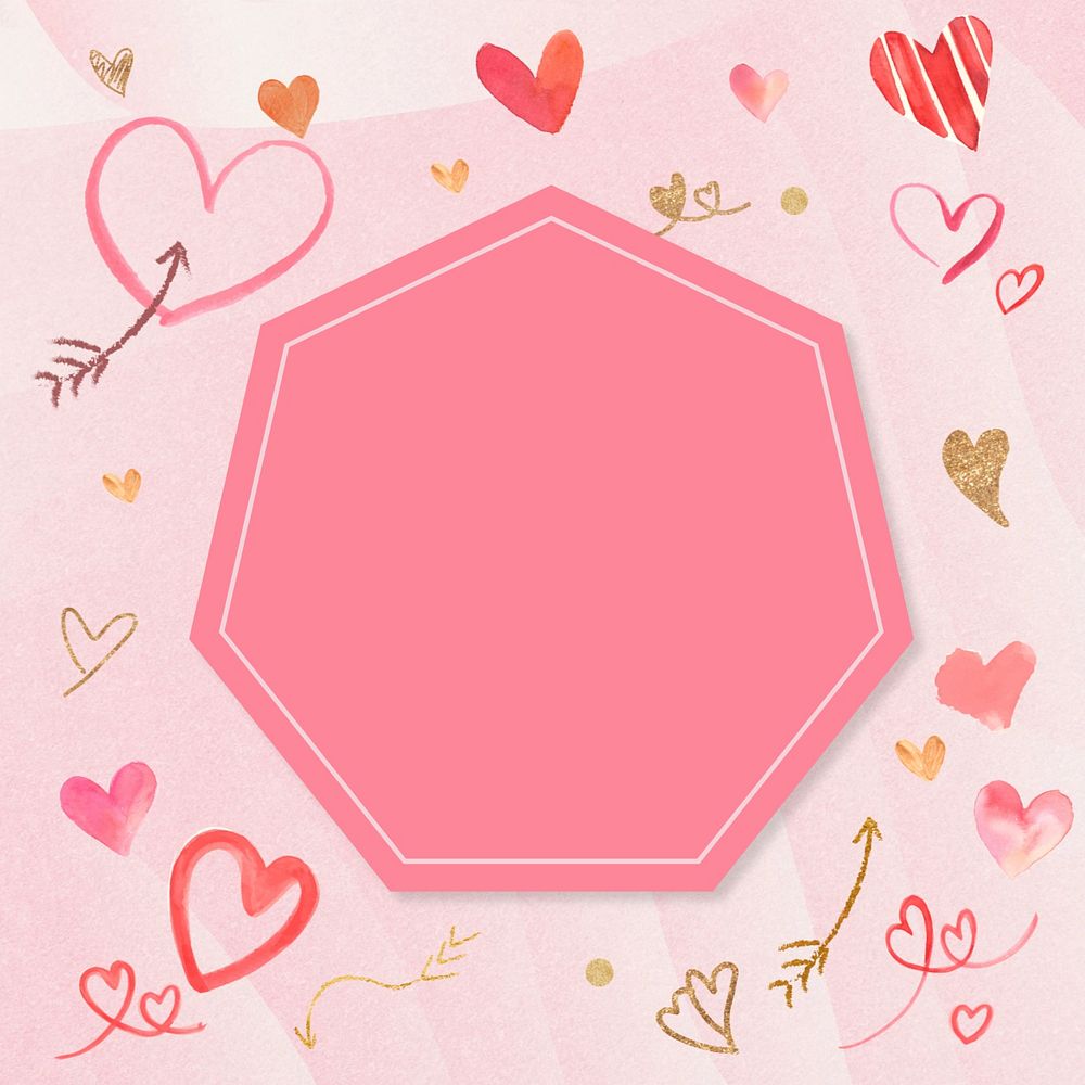 Watercolor heart frame, editable background