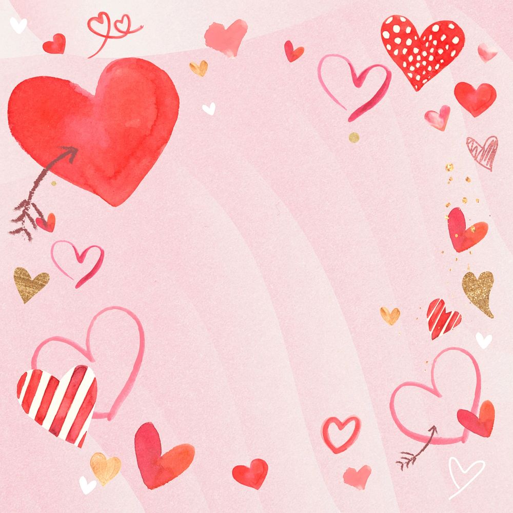 Pink watercolor heart background, editable design