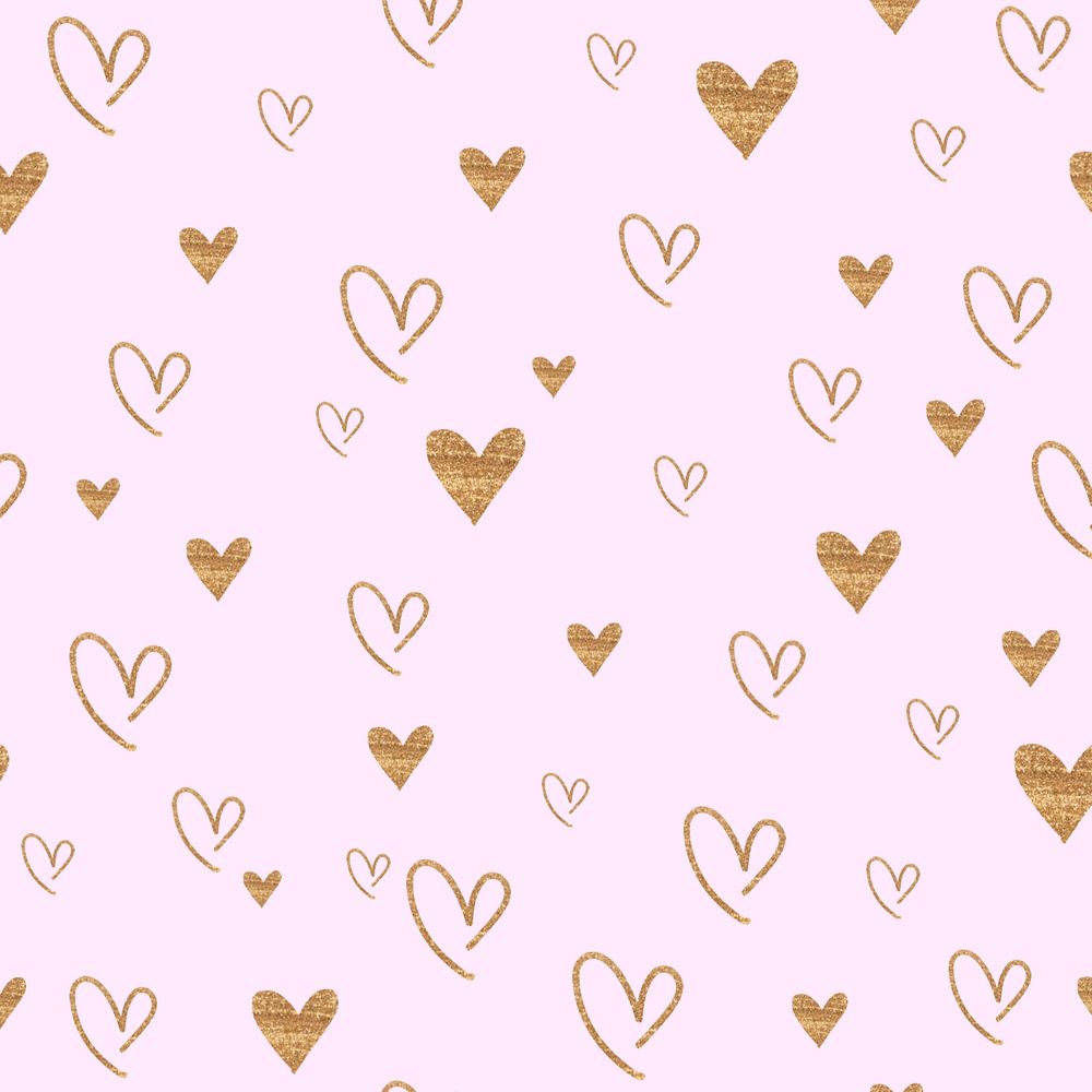 Gold heart pattern background, editable design