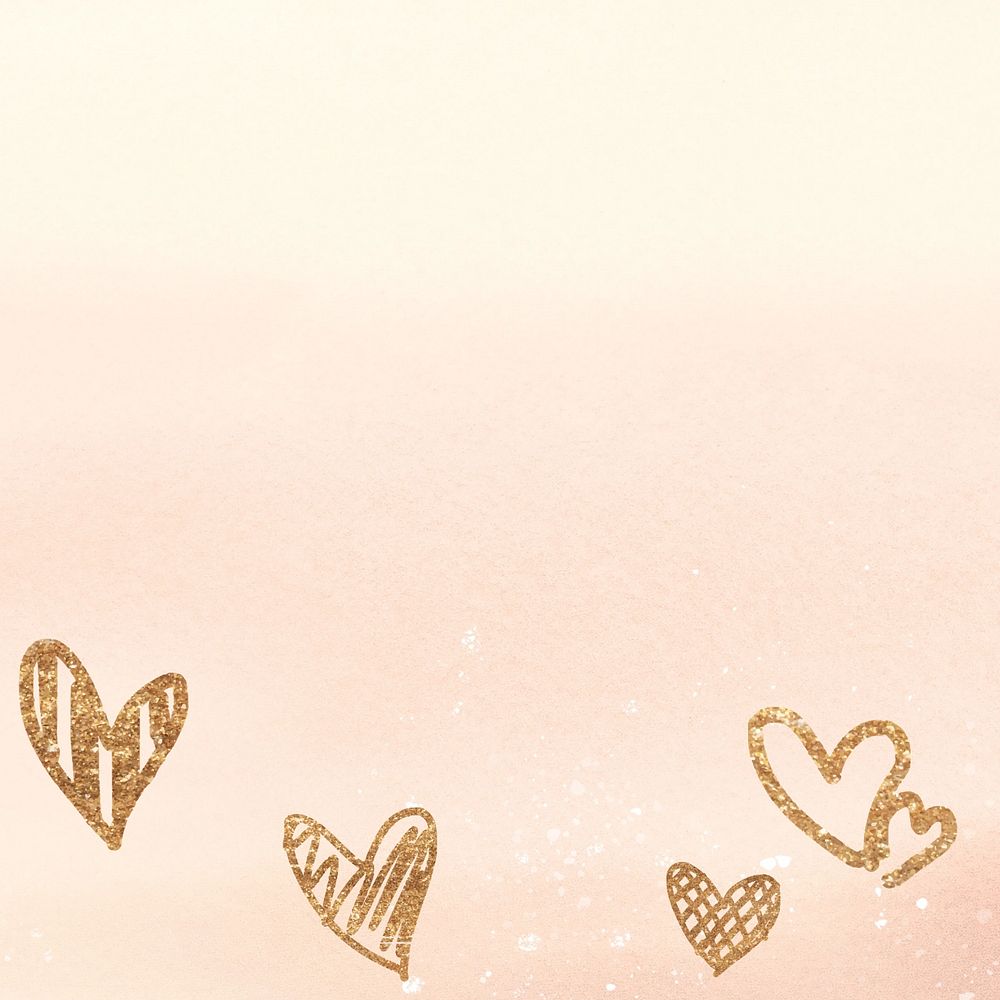 Gold heart border background, editable design