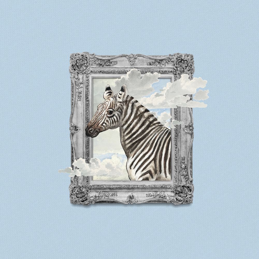 Vintage zebra frame, aesthetic animal. Remixed by rawpixel.