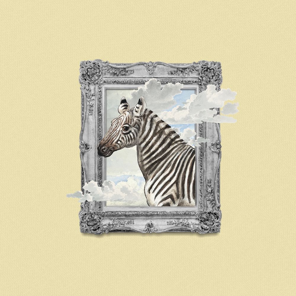 Vintage zebra frame, aesthetic animal. Remixed by rawpixel.