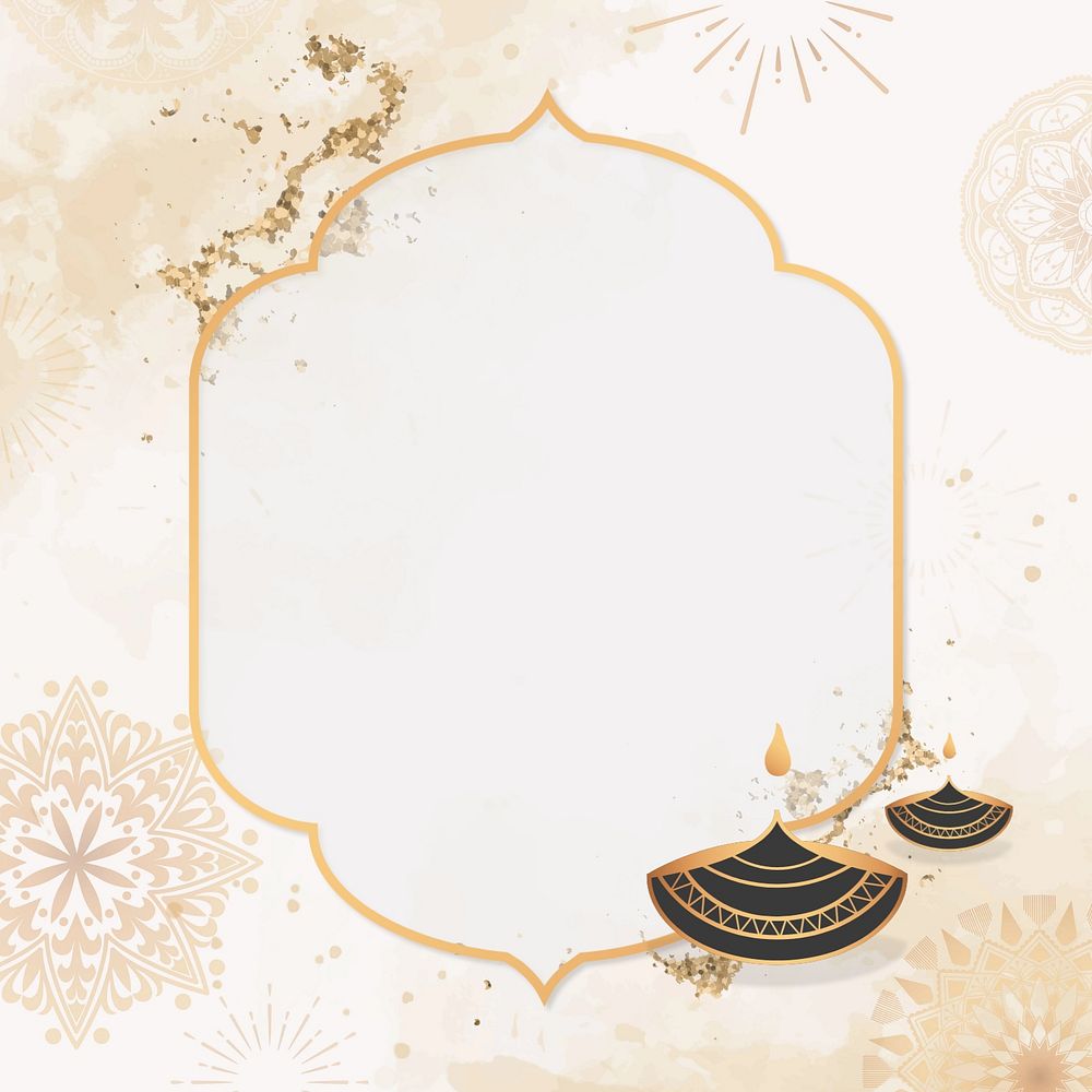 Diwali lantern frame background, beige aesthetic design