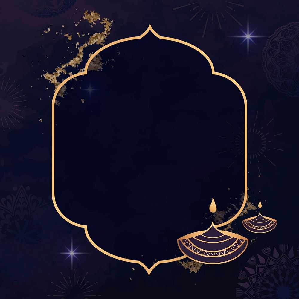 Diwali lantern frame background, blue aesthetic design