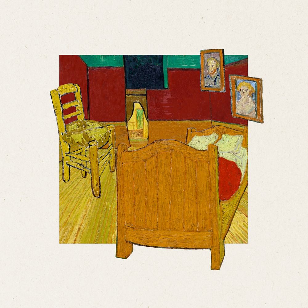 Van Gogh's bedroom, vintage illustration. Remixed by rawpixel.