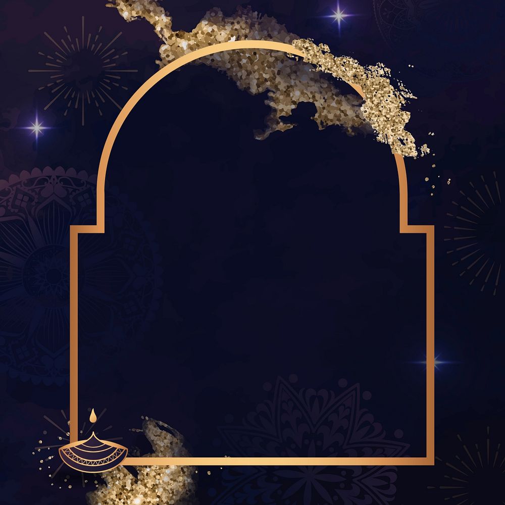 Diwali lantern frame background, blue aesthetic design