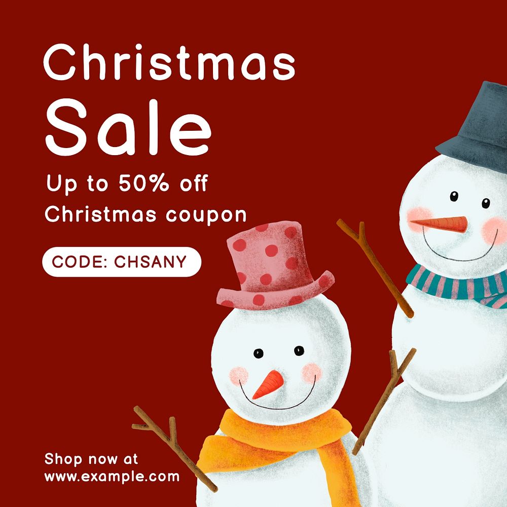 Christmas sale Instagram post template, editable text