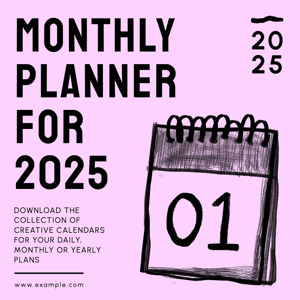 Monthly planner Instagram post template, editable design