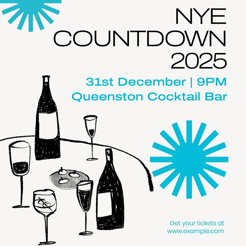 NYE countdown Instagram post template, editable text