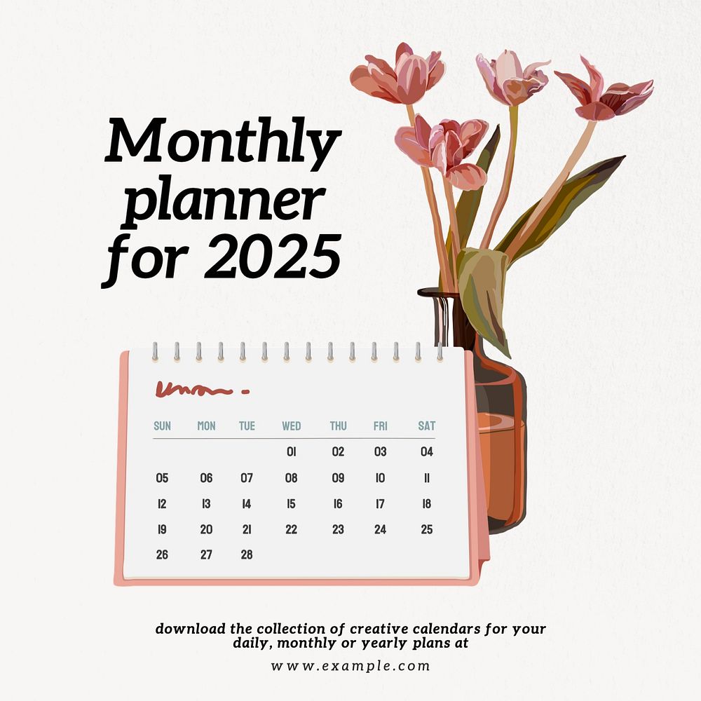 Monthly planner Instagram post template, editable text