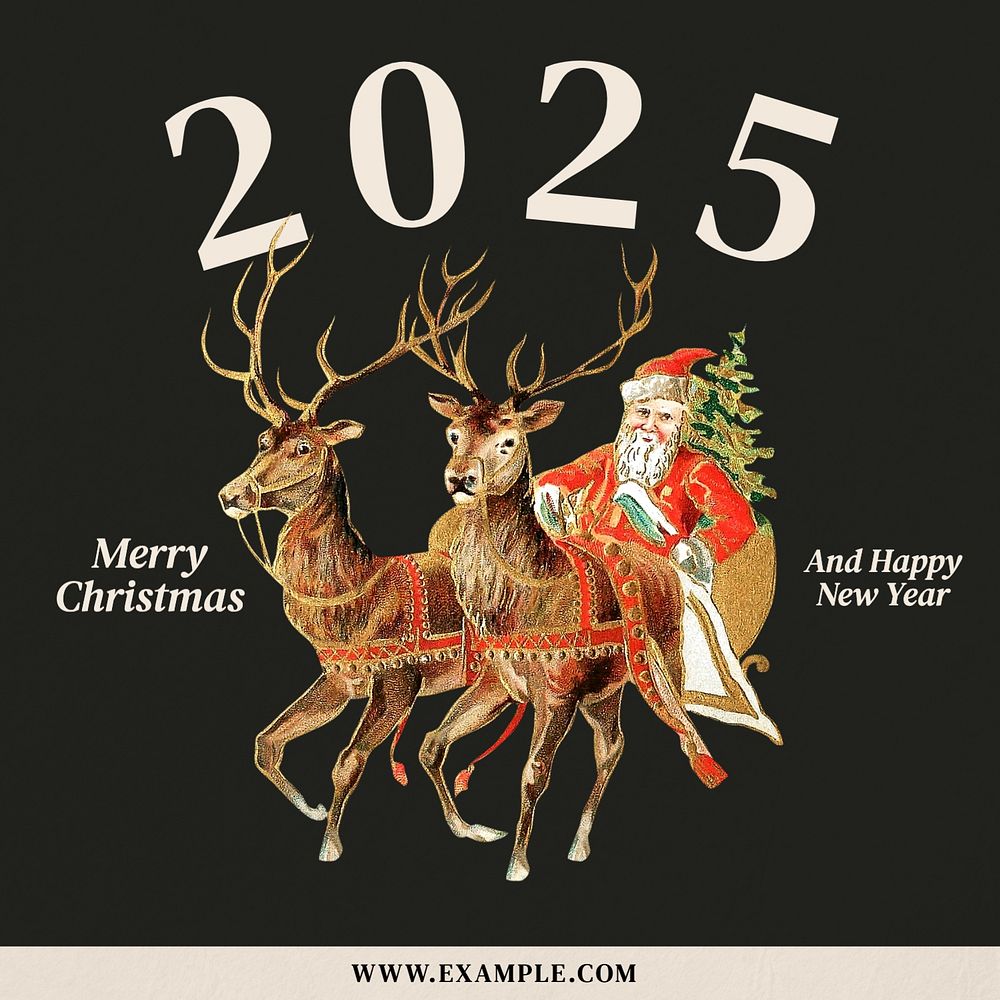 Christmas & new year Instagram post template, editable text